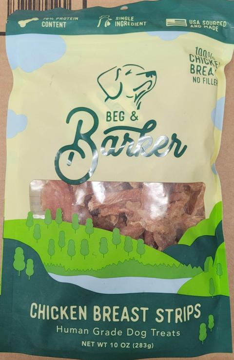 Beg & Barker, chicken breast strips, front of package