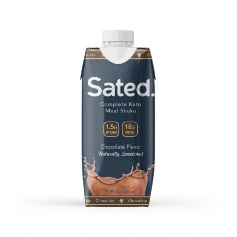 Sated Complete Keto Meal Shake Chocolate Flavor 12ct/11 fl oz cartons