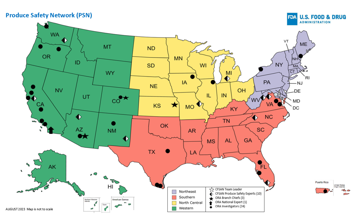Produce Safety Network (PSN) Map - August 2023