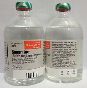 Image 2 “Photograph of front and side labeling, Banamine 100 mL”