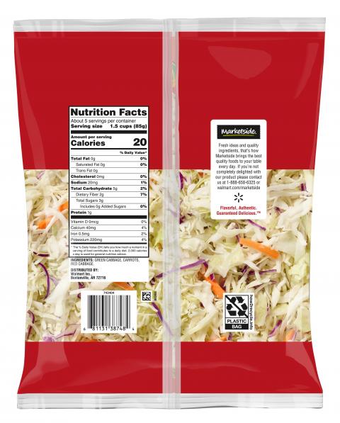 Photo 4 - Representative Labeling, Marketside Tri-Color ColeSlaw 