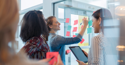 Professionals collaborating in an office