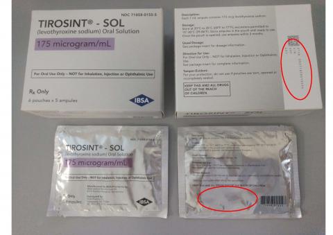 14.	“TIROSINT-SOL 175 mcg/mL 30 units carton-box, NDC 71858-0155-5”
