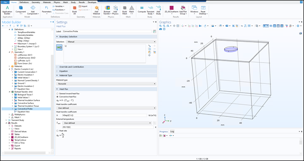 Screenshot of Bioheat Transfer module -Heat Flux