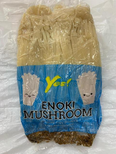 Front label, 200g Yes! Enoki Mushrooms