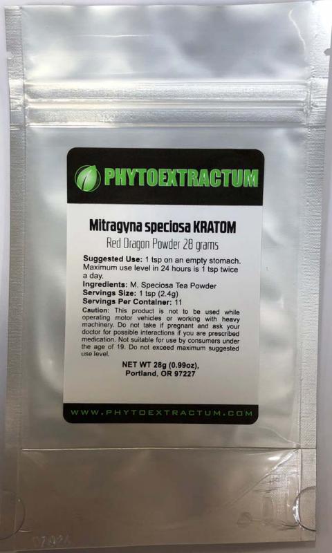 "PHYTOEXTRACTUM MITRAGYNA SPECIOSA KRATOM RED DRAGON POWDER 28G"