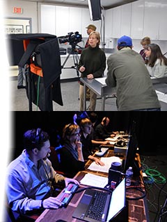 Collage of FDA Studio’s field production team recording a food safety program, and our live field webcasting system.