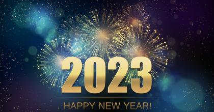 numbers of the year 2023 and happy new year text