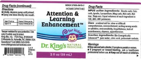 "Product label, Dr. Kings Attention & Learning Enhancement, 2 fl oz"