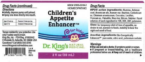 "Product label, Dr. Kings Childrens Appetite Enhancer, 2 fl oz"