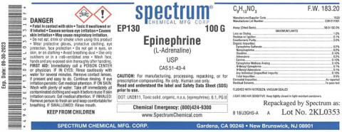 Label, spectrum Epinephrine 100 g, Lot 2KL0353