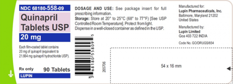 Label, Lupin Quinapril 20 mg tablets