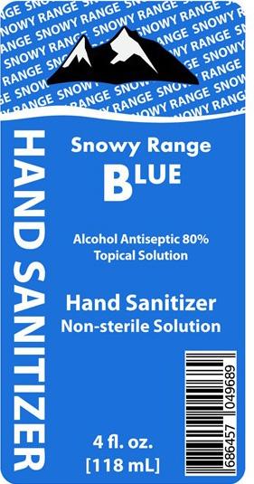 Snowy Range Blue, Hand Sanitizer, 4 fl. Oz. (front label)