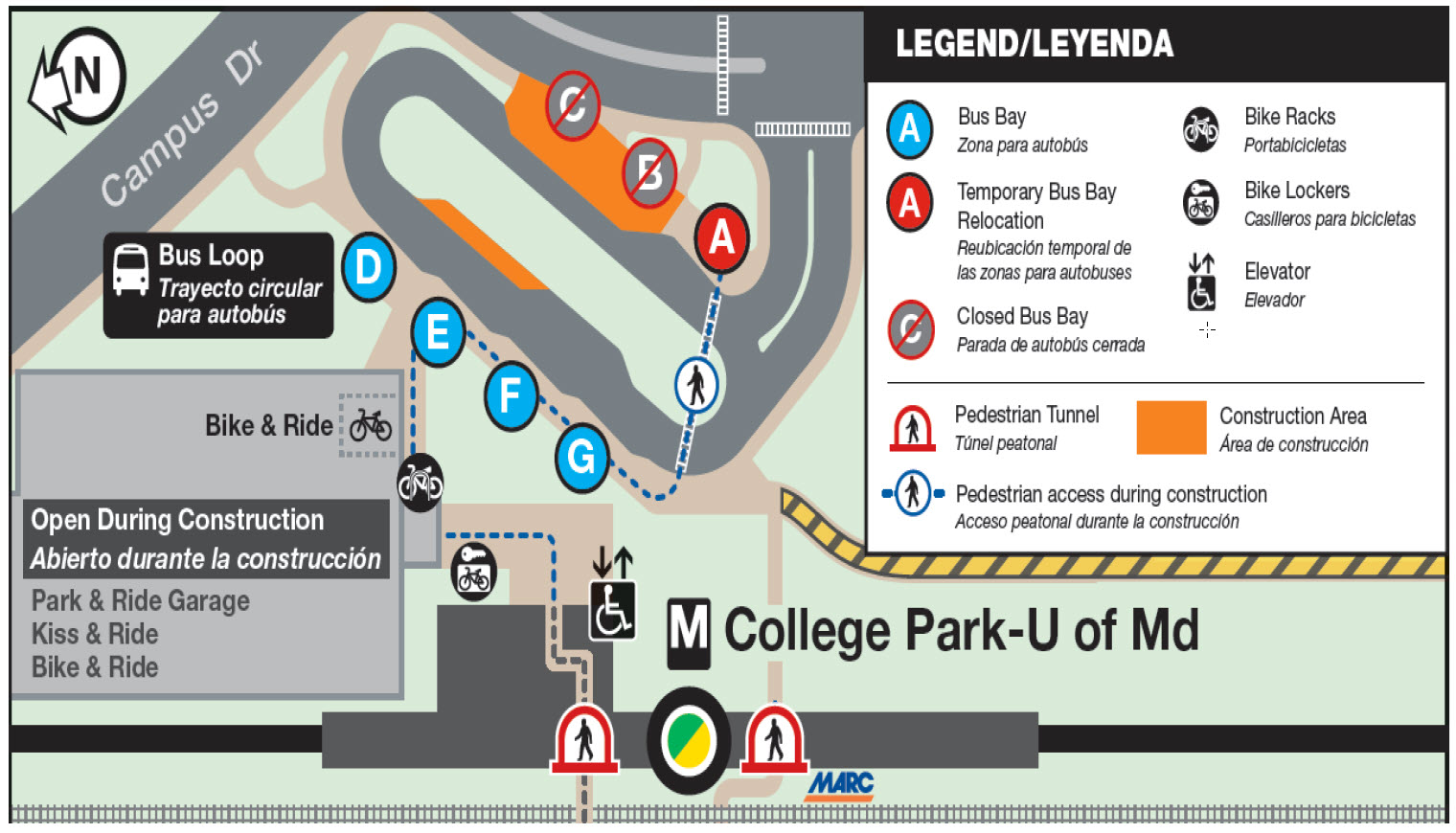 White Oak Shuttle Bus Location at the College Park Metro Station 2015-06