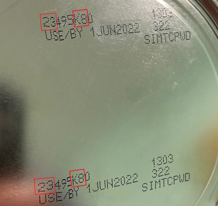 Top of Infant Formula can displaying number coding.