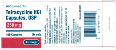 “Tetracycline HCl Capsules 250mg”