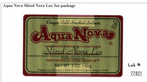 “Aqua Nova, Sliced Nova Lox, 3 oz package”