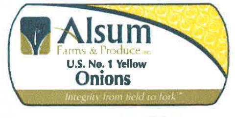 Alsum Farms & Produce Inc. Yellow Onions labe