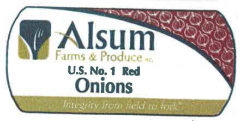 Alsum Farms & Produce Inc. Red Onions label
