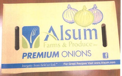 Alsum Farms & Produce Inc. Onions carton box