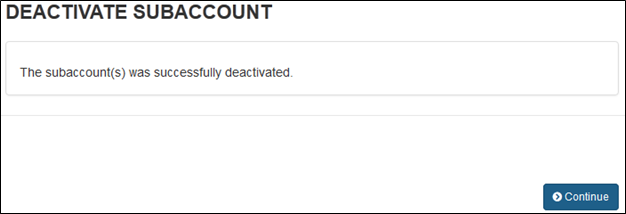 Account deactivation successful