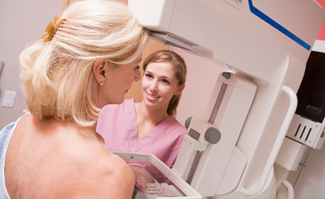 Woman getting a mammogram