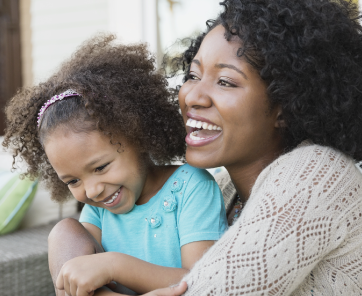 Smiling mother and child