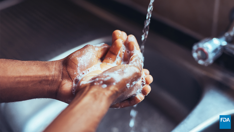 Person washing hands