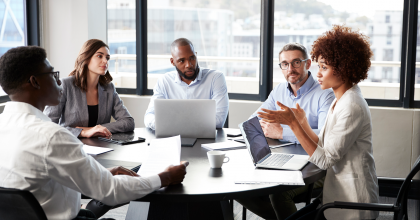 Coworkers meeting at a conference Table