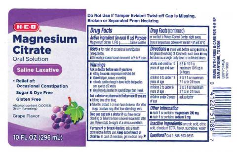 “H-E-B Magnesium Citrate Oral Solution Saline Laxative, Grape Flavor”