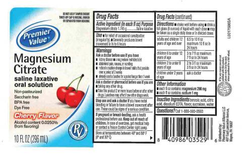 “Premier Value Magnesium Citrate Saline Laxative, Cherry Flavor”