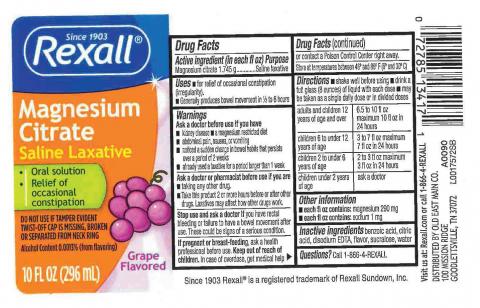 “Rexall Magnesium Citrate Saline Laxative, Grape Flavor”           