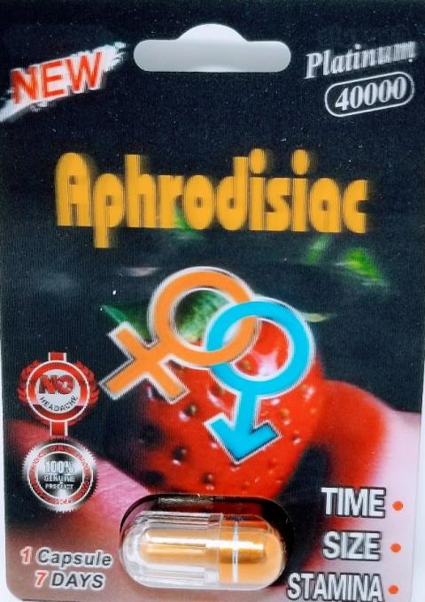 “Front of package, Platinum 40000 Aphrodisiac capsules”