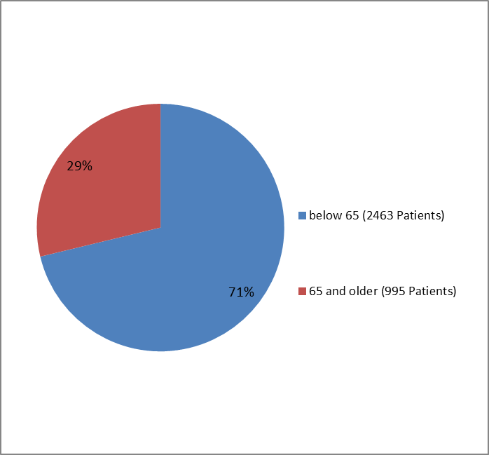 Pie chart summarizing how many individuals of certain age groups were