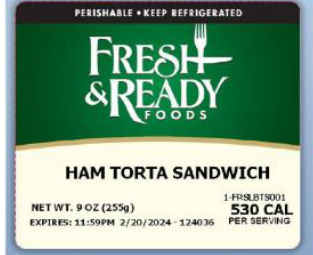 Fresh & Ready Foods Ham Torta Sandwich
