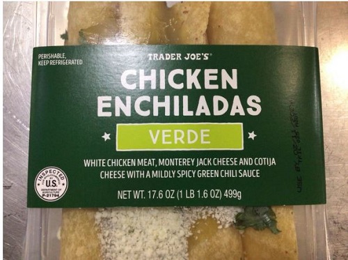 Trader Joe’s Chicken Enchiladas Verde White Chicken Meat, Monterey Jack Cheese and Cotija Cheese