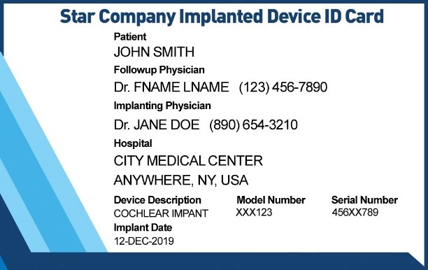 Front of Cochlear ID Card