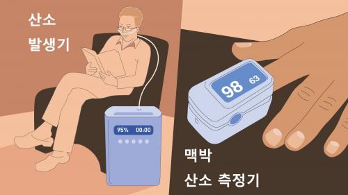 맥박 산소 측정기와 산소 발생기