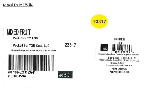 Label for Mixed Fruit 2/5 lb