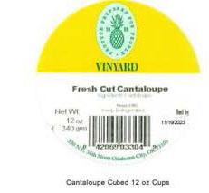 Images 11 and 12: “Label of Vinyard Fresh Cut Cantaloupe, 12 oz.”