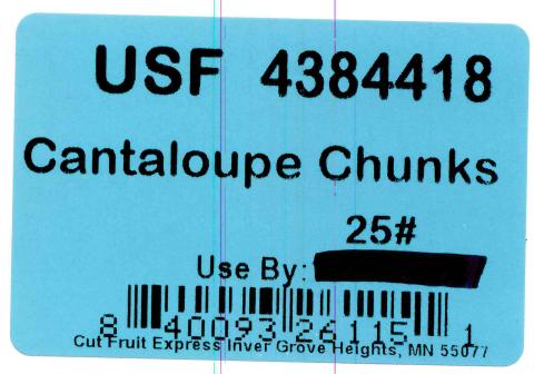 Image 12: “Food Service Case label for USF Cantaloupe Chunks, 25#”