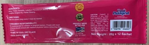 Pink Pussycat Honey packet, back label