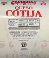 Image of Cardenas Queso Cotija label various sizes