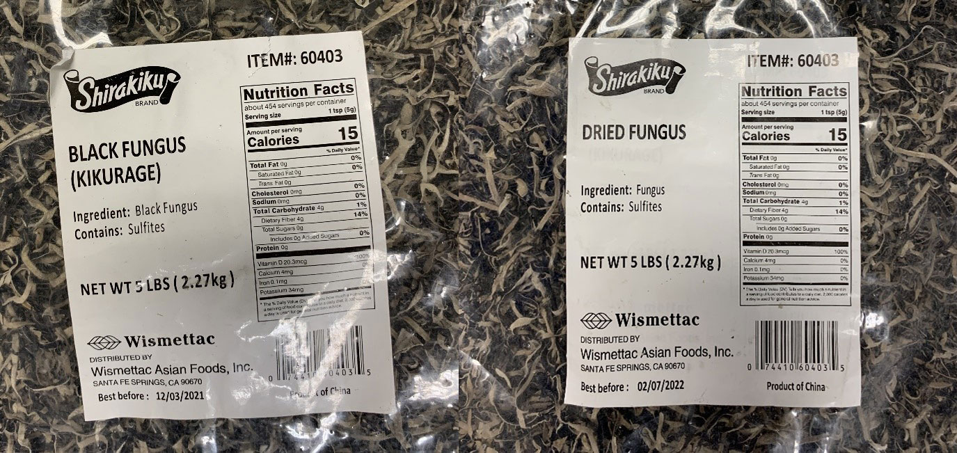 Outbreak Investigation of Salmonella Stanley in Wood Ear Mushrooms (September 2020) - Photos of Recalled Shirakiku Dried Fungus