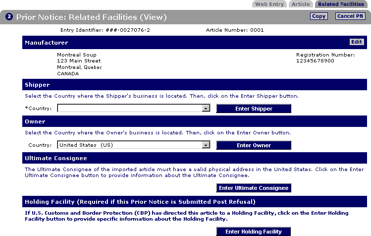 PNSI - Creating and Submitting a Prior Notice Fig 28