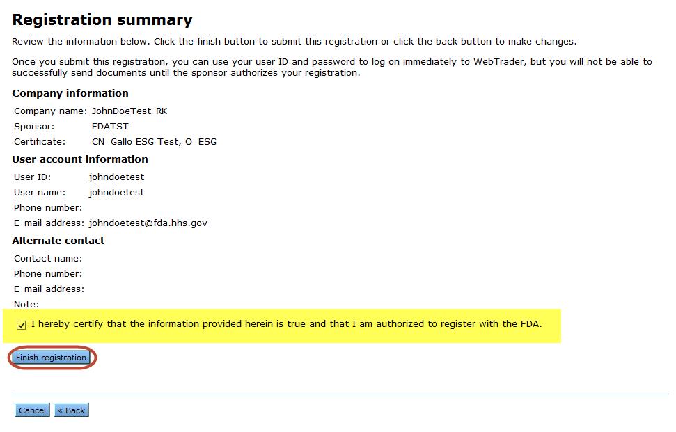 Registration Summary