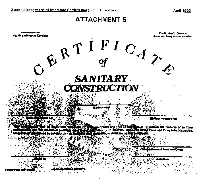 FDA-2371 - Certificate of Sanitary Construction