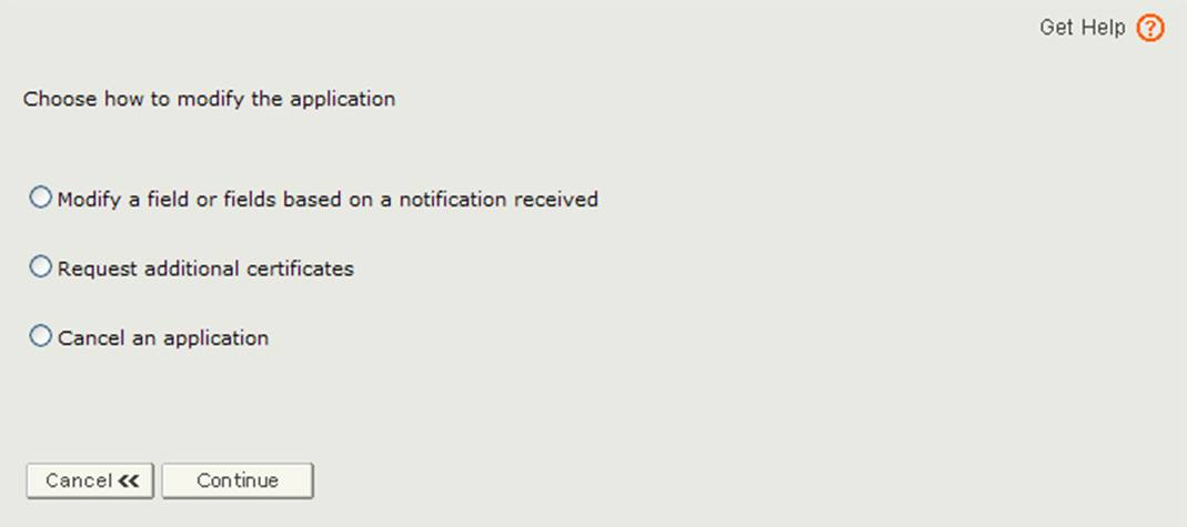 Figure 3 Modify Application Options