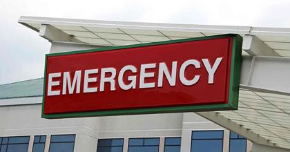 Emergency sign on building