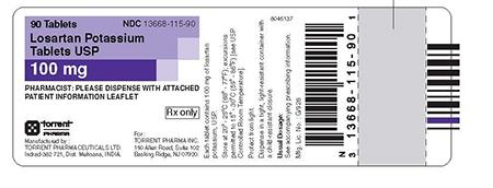 Image 3 - Product Labeling of Losartan Potassium Tablet, USP 100 mg, 90 tablets